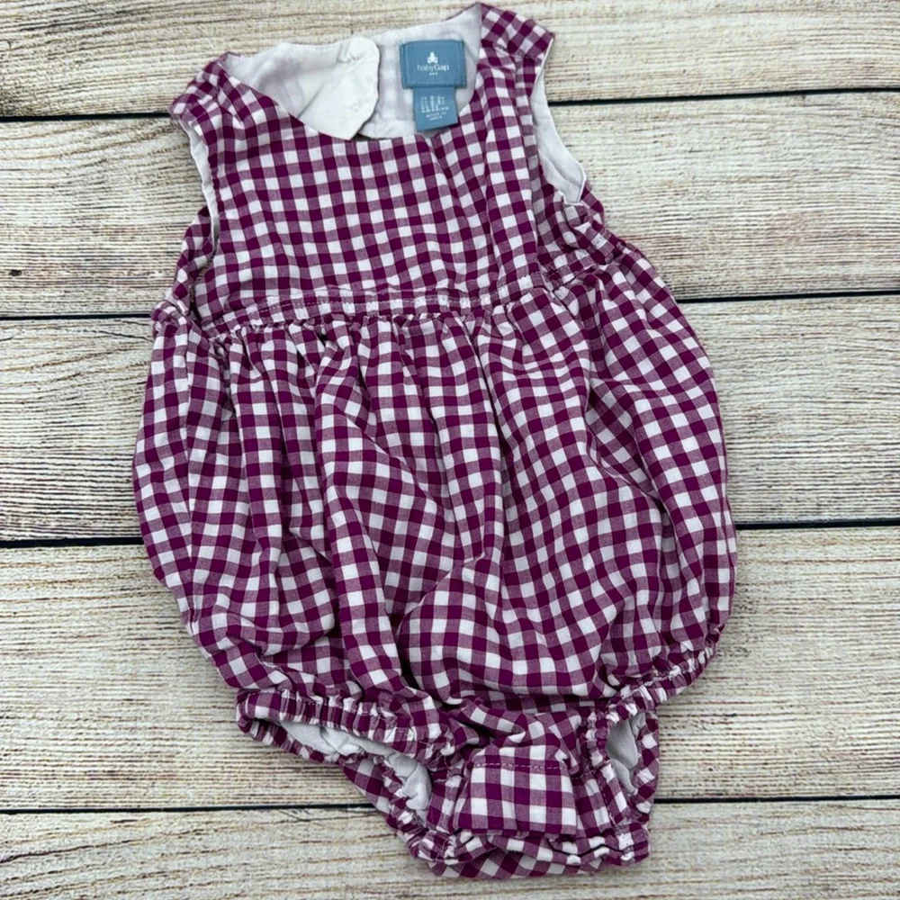 Baby Gap Purple and White Gingham Romper Size 0-3 Months